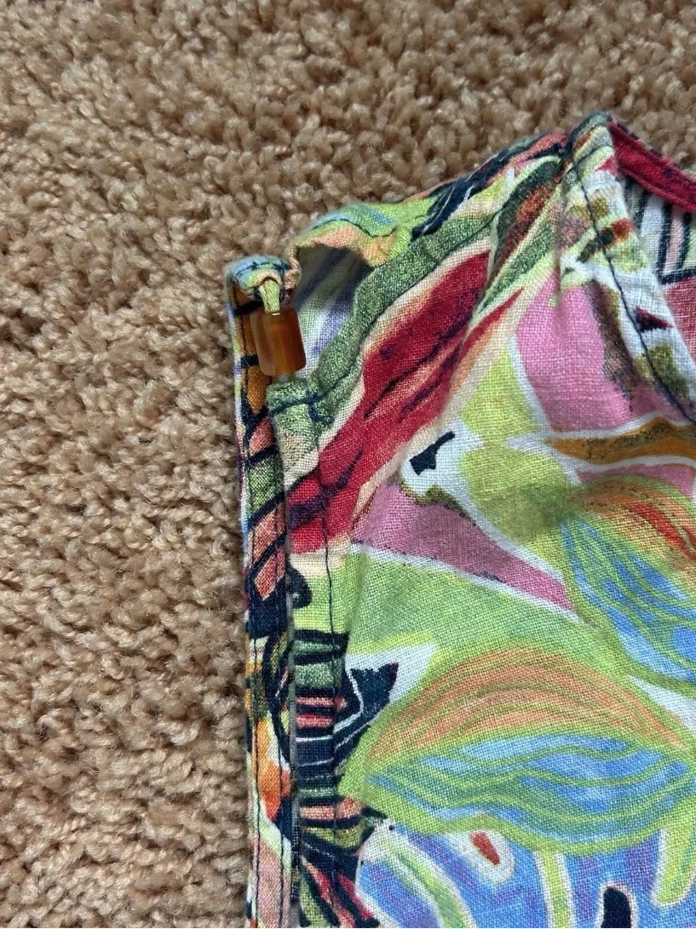 C&C CA Linen Shift Dress Medium Colorful Bold Tropical Resort Beach Cottage Vaca - Picture 4 of 11